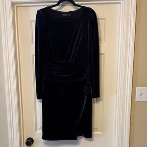 Ralph Lauren Women's Navy Blue Velvet Cocktail Dress - Size 10